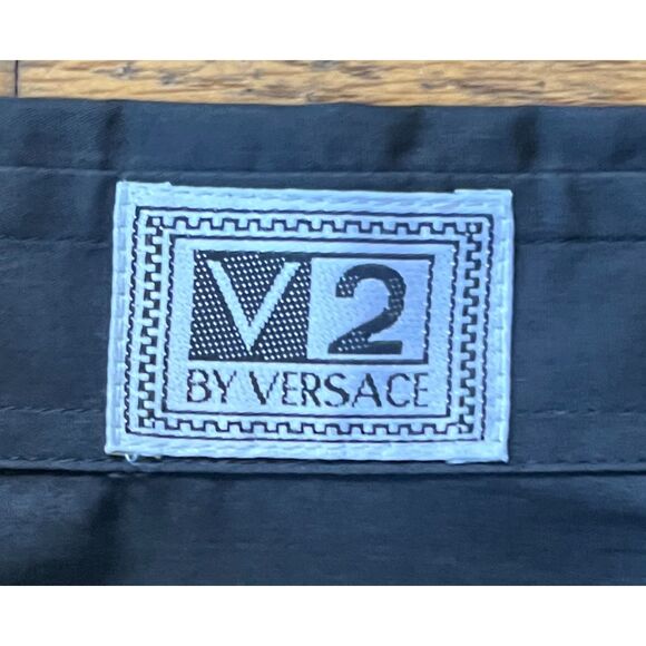 Vintage V2 By VERSACE Black 100% Cotton Button Up Shirt Top   Mens Size XL - Picture 4 of 12